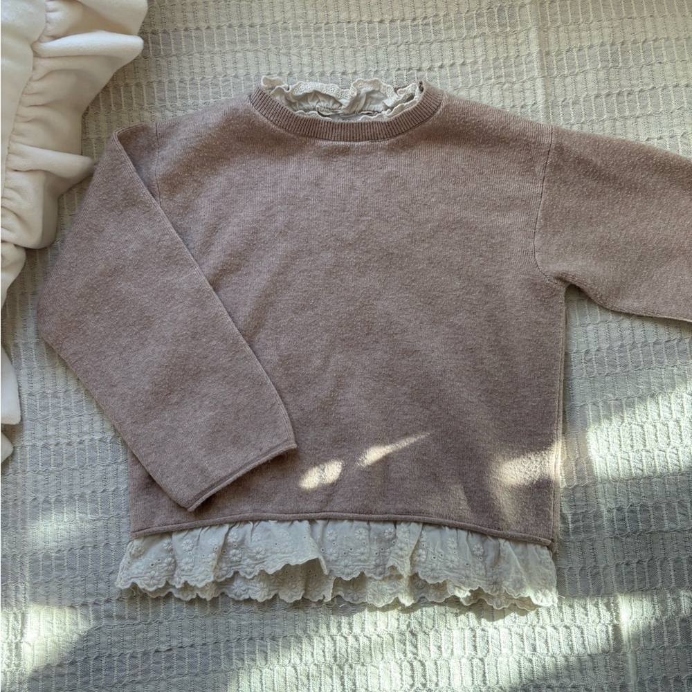 Zara sweater with eyelet trim size 5
